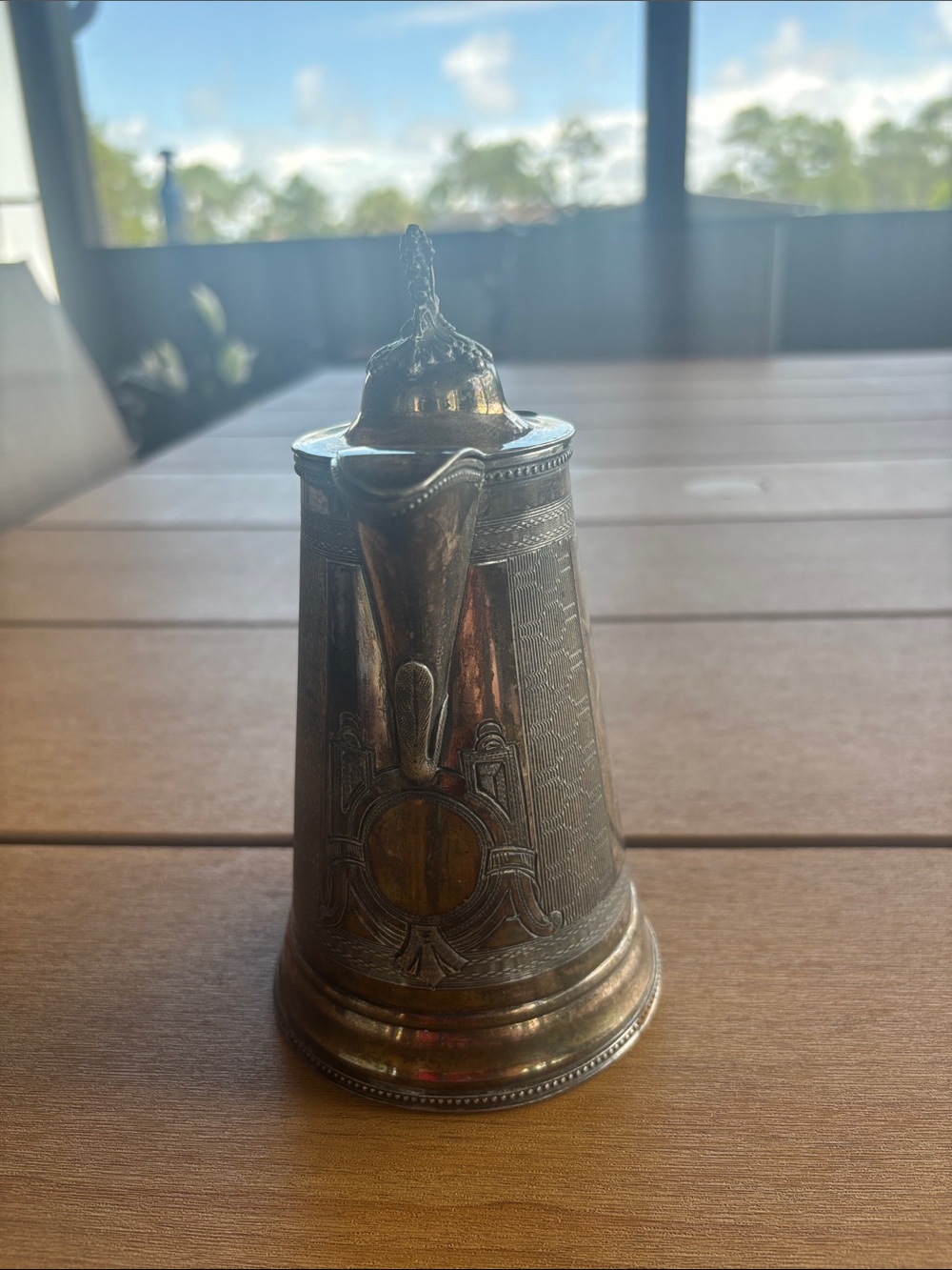 Meridian Antique-Style Decorative Metal Pitcher - Silver Tone